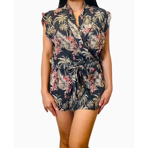 One Teaspoon Palm Floral Tropical Relaxed Boho Vacation Summer Women Romper XS - Picture 7 of 10